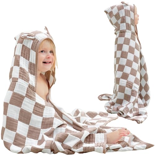 Ultra-Soft Muslin Toddler Hooded Towel - 55x28 Inches