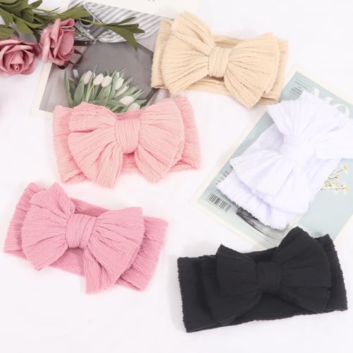 DRESHOW BQUBO 5 Pack Baby Headbands with Bows