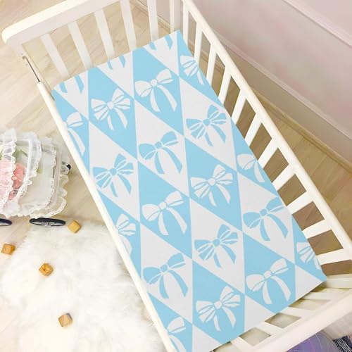 KICPOAY Checkered Blue Fitted Crib Sheets for Baby Toddler