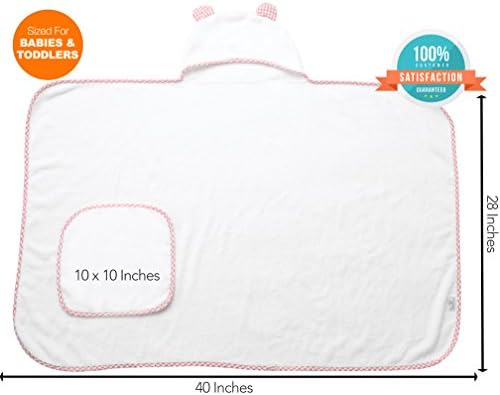 Channing Yates Premium Hooded Baby Towel Set for Girls - Pink