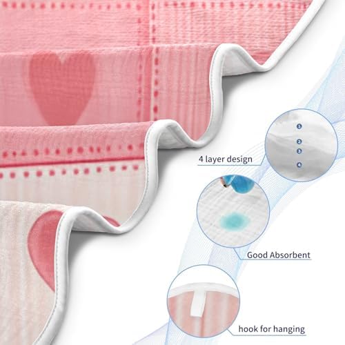 BOESI Doodle Squares Hearts Baby Bath Towel 35x35in
