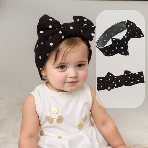Kenjudess Stretchy Baby Girls Headband with Polka Dots