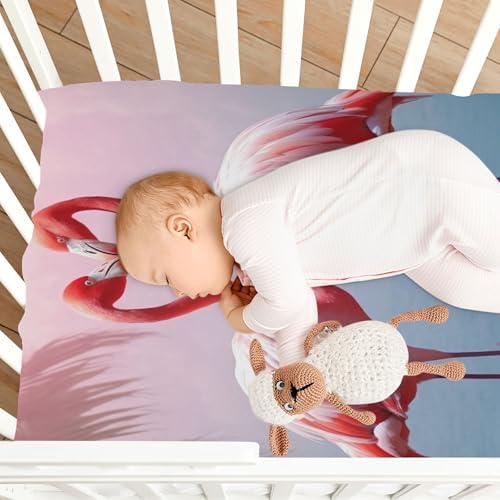 Qilmy Flamingo Crib Sheet Soft Breathable for Baby