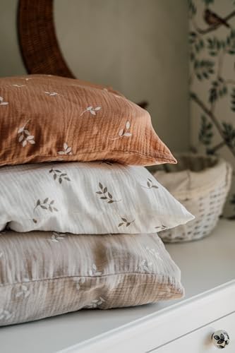 TISU Baby Crib Duvet Cover Cream Leaves Muslin