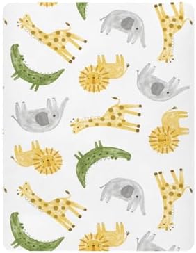 KICPOAY Giraffe Lion Crocodile Elephant Crib Sheets