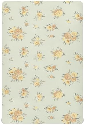 KICPOAY Spring Yellow Flowers Fitted Crib Sheets for Baby Toddler