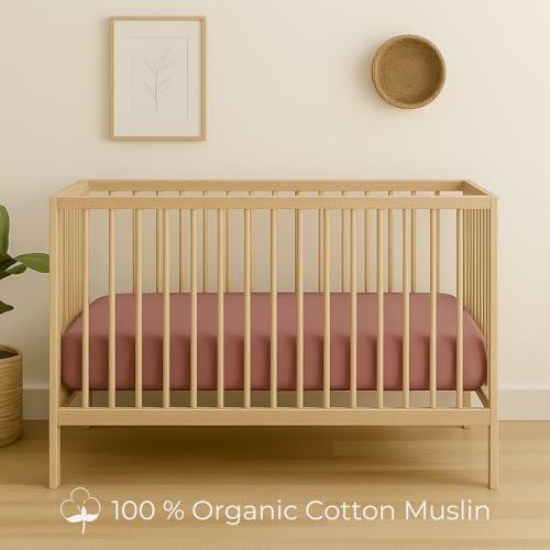 Noras Nursery Organic Cotton Muslin Crib Sheets - Rose 1