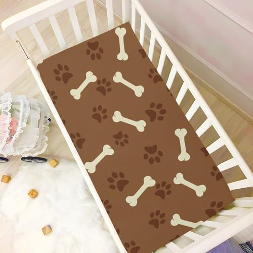 White Bones Footprint Brown Crib Sheets for Baby Toddlers