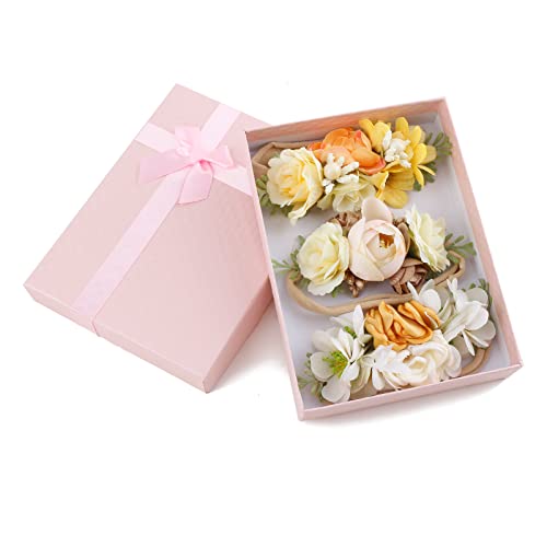 Baby Girl Floral Headbands - 3pcs Stretchable Hairband