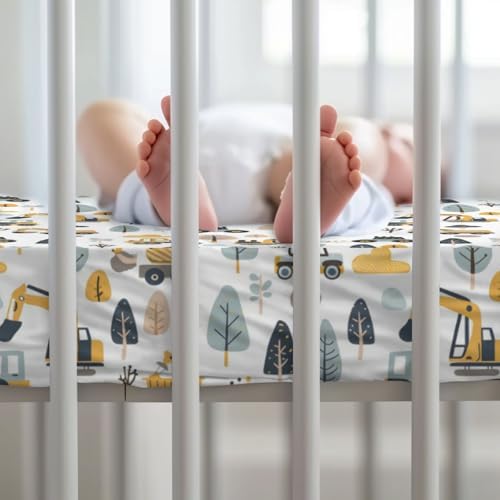 KuphiL10C Cartoon Car Truck Tree Crib Sheet 1
