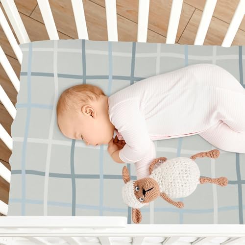Grey White Stripe Fitted Crib Sheets for Baby Toddler