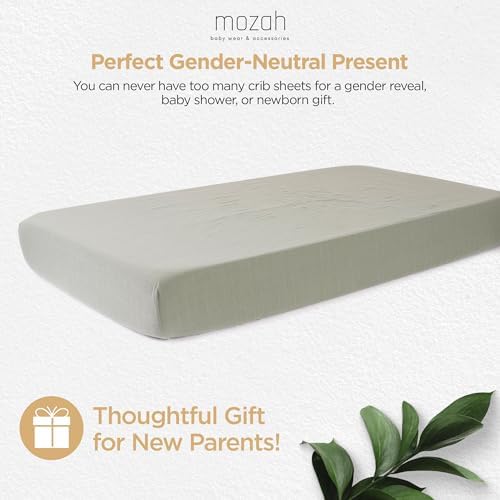 MOZAH Organic Muslin Crib Sheets - 2 Pack - Green