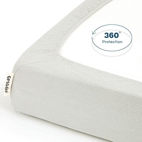 GRSSDER Muslin Crib Sheets 2 Pack 100 Cotton Safe Fit 52 x 28