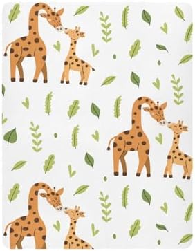 Cute Giraffes Leaves Fitted Crib Sheets for Baby Toddler