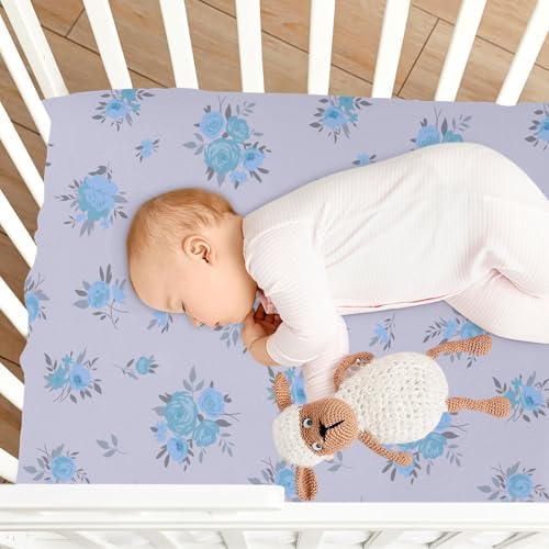 Spring Blue Flowers Crib Sheet for Baby Toddler