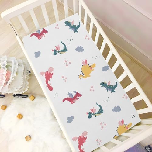 Flying Dragons Cartoon Crib Sheets Stretchy Playard Sheets for Baby