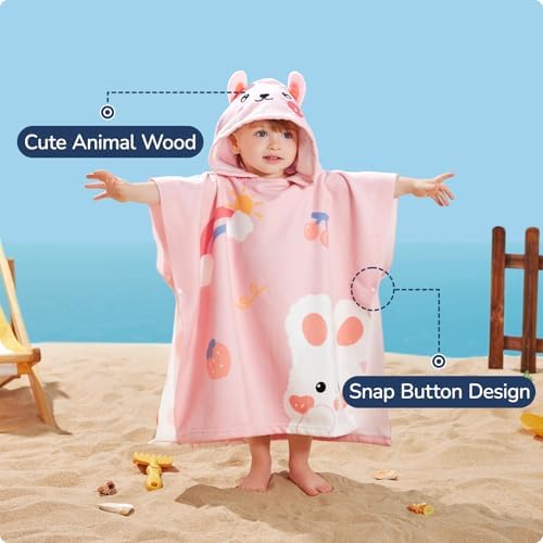 usbettas Kids Beach Towels - Bunny Hooded Bath Wrap 29x27 Inch