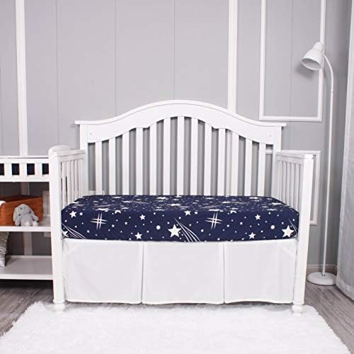 Belsden 3 Pack Crib Sheets Set White Star Navy Star