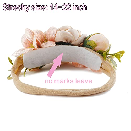 Baby Girl Headbands 3pcs Flower Crown Elastic Hairbands