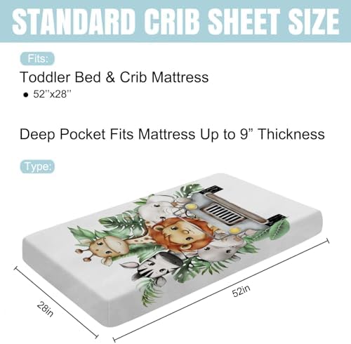 Baby Jungle Safari Crib Sheet 52x28 Fitted Mattress Cover