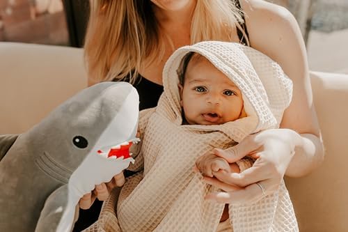 JadeKai Hooded Towel for Kids - Organic Cotton Waffle with Snap Poncho Conversion