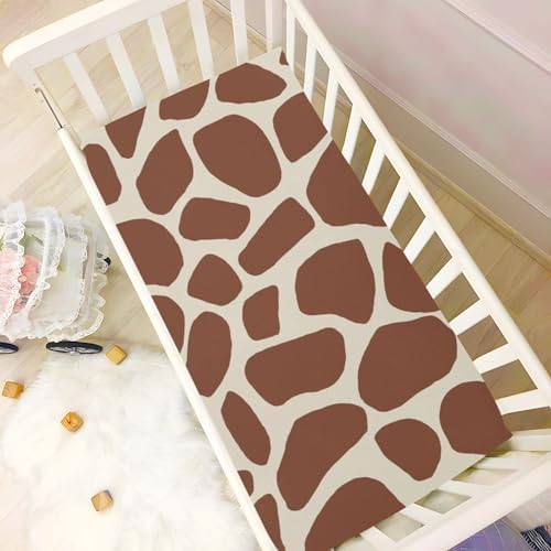 Brown Giraffe Skin Fitted Crib Sheets Stretchy Playard Sheets for Baby