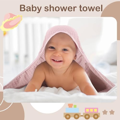 Peryiter 6 Pcs Muslin Hooded Baby Towels - Brown