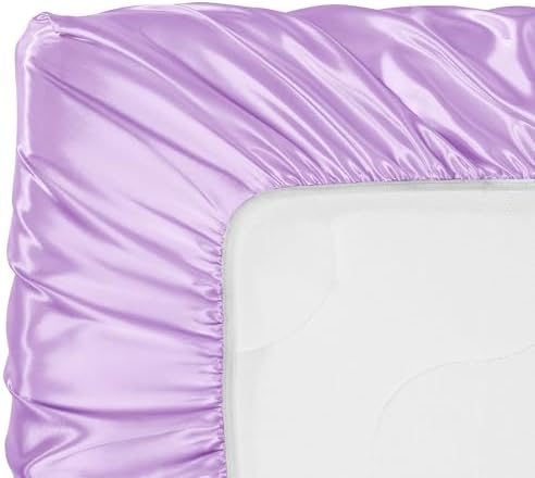 Satin Crib Sheets for Baby Girls 2 Pcs Set - Pink Lavender
