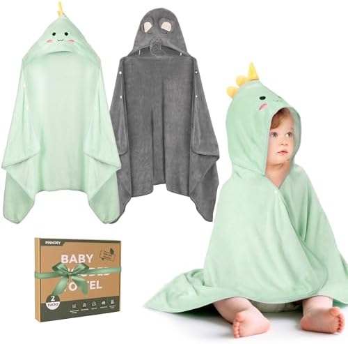 PINNORY Hooded Baby Towels 2 Pack Extra Large 28x55