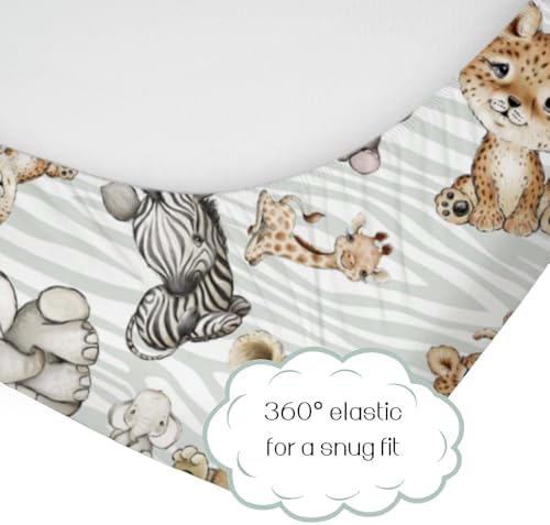 Safari Jungle African Animals Baby Crib Sheet for Boy Girl