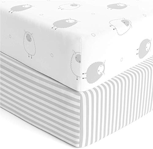 Cuddly Cubs 2 Pack Grey Stripe Crib Sheets