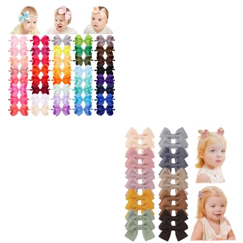 Jollybows 40pcs 4inch Baby Girls Headbands with 20pcs Mini Alligator Clips
