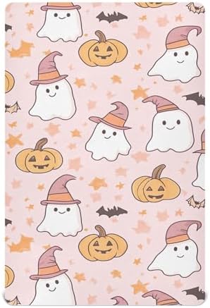 Qilmy Cute Ghosts Fitted Crib Sheet for Babies 28 x 52 in