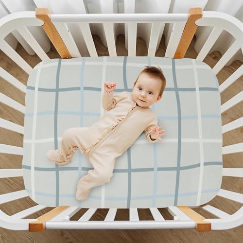 Grey White Stripe Fitted Crib Sheets for Baby Toddler