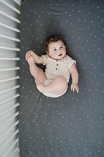 Ecolino Organic Cotton Fitted Crib Sheet with Slate Twinkle Dots