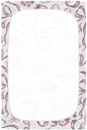 KICPOAY Pink Nemophila Flowers Crib Sheets 52 x 28 in