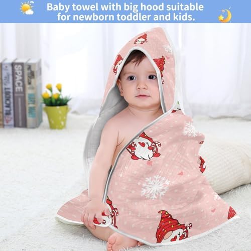 Cute Christmas Gnomes Baby Hooded Towel 35x35 Inch