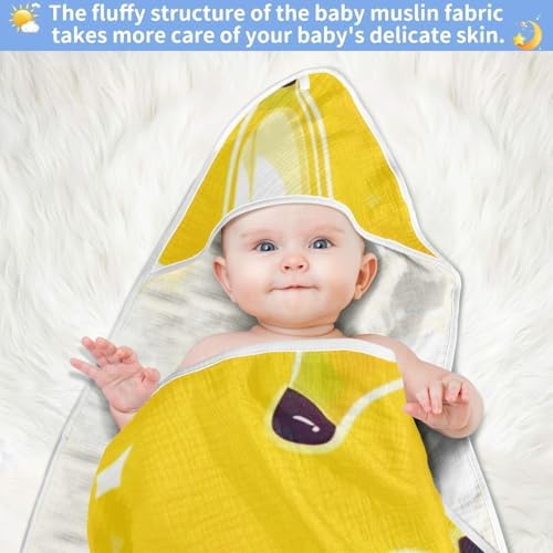 PaChyLuu Cute Bananas Baby Hooded Towel 35x35 Inch