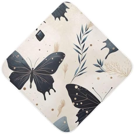 Black Butterflies Baby Hooded Towel Soft Cotton Ultra Absorbent 35x35 Inch