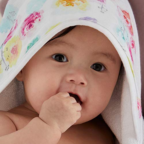 HonestBaby 3-Piece Organic Cotton Hooded Towel Set Rose Blossom
