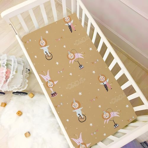 Circus Lions Stars Yellow Crib Sheets for Baby Toddler
