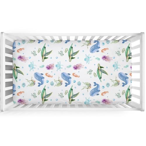 Cute Sea Animals Crib Sheets 52x28
