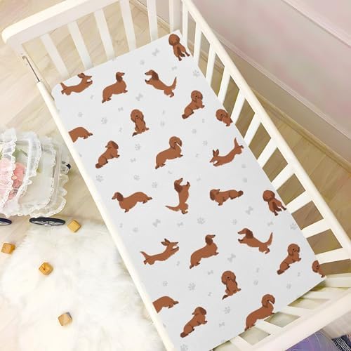 KICPOAY Dachshund Long Hair Crib Sheet 52x28in