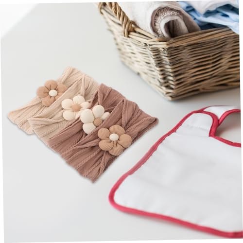 Vaguelly 4Pcs Soft Floral Headbands for Newborns
