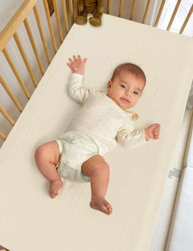 ZURLEFY Beige Crib Sheets for Boys and Girls