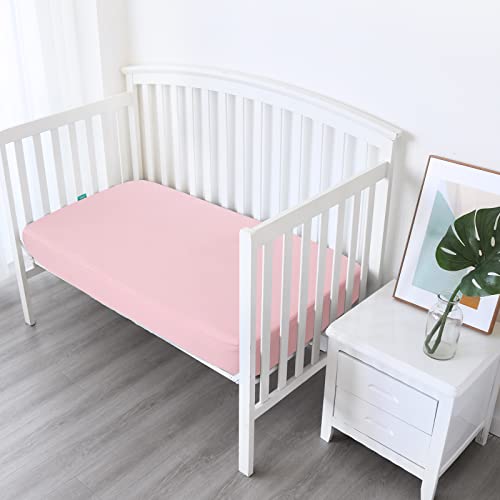 Biloban Crib Sheets 2 Pack 52X28 Fit Standard Crib Mattress Neutral Pink Aqua