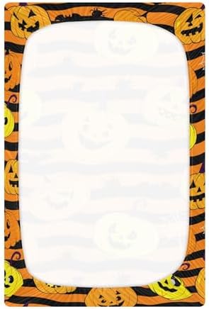 Qilmy Halloween Pumpkins Crib Sheet Soft Fitted
