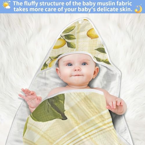 BOESI Graffiti Lemon Pattern Baby Hooded Towel