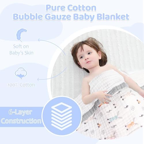 ICKEYOU Muslin Baby Towel 43x43 Inch Soft 100 Cotton Animal Print
