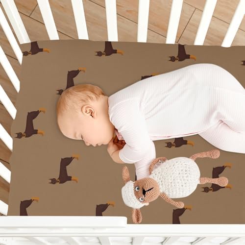 KICPOAY Doberman Cartoon Crib Sheets Stretchy Playard Sheets for Baby